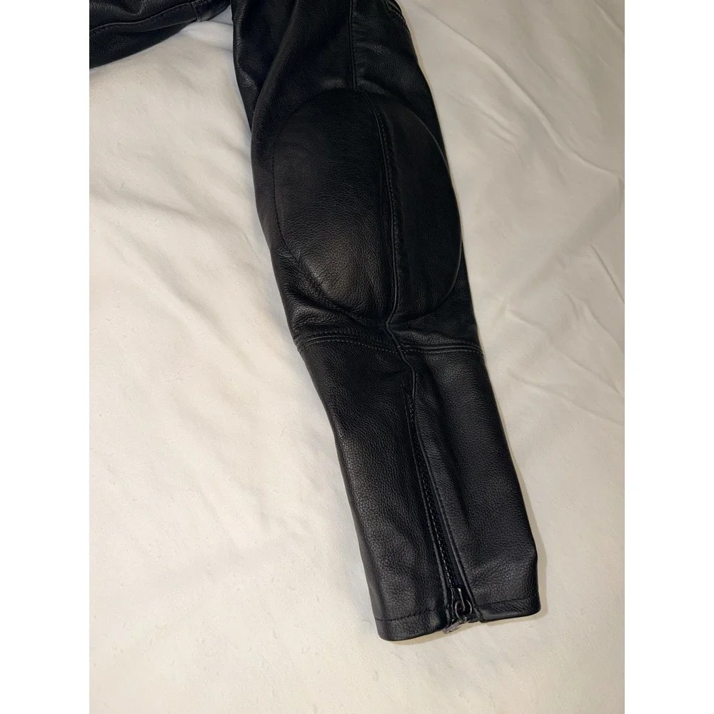 Harley Davidson Leather Jacket Small Women's Black Biker Moto Full Zip EUC